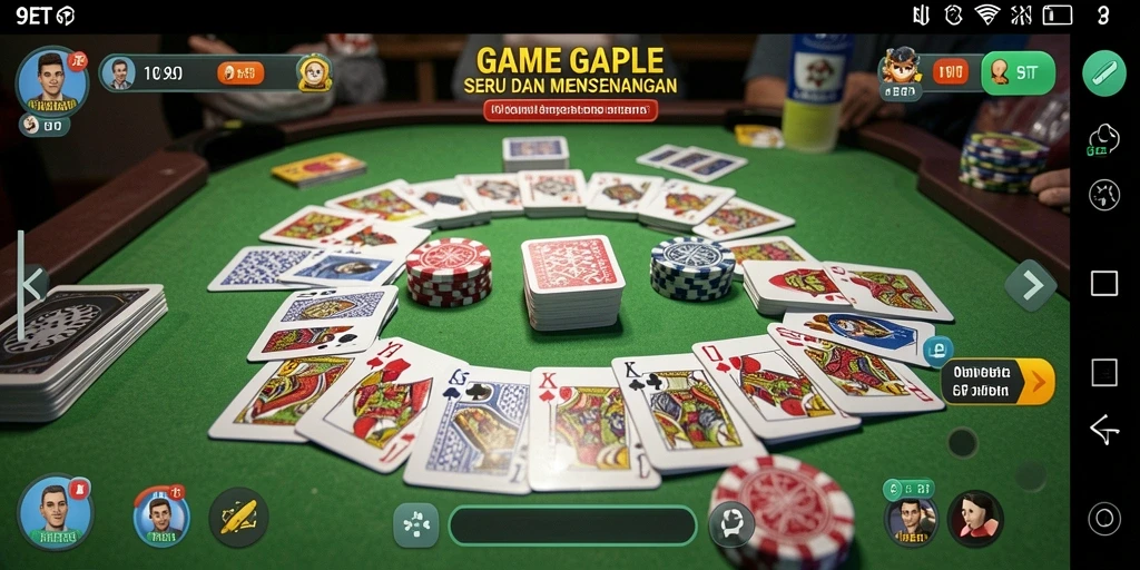Tampilan gameplay seru dalam permainan Gaple di 9ET.