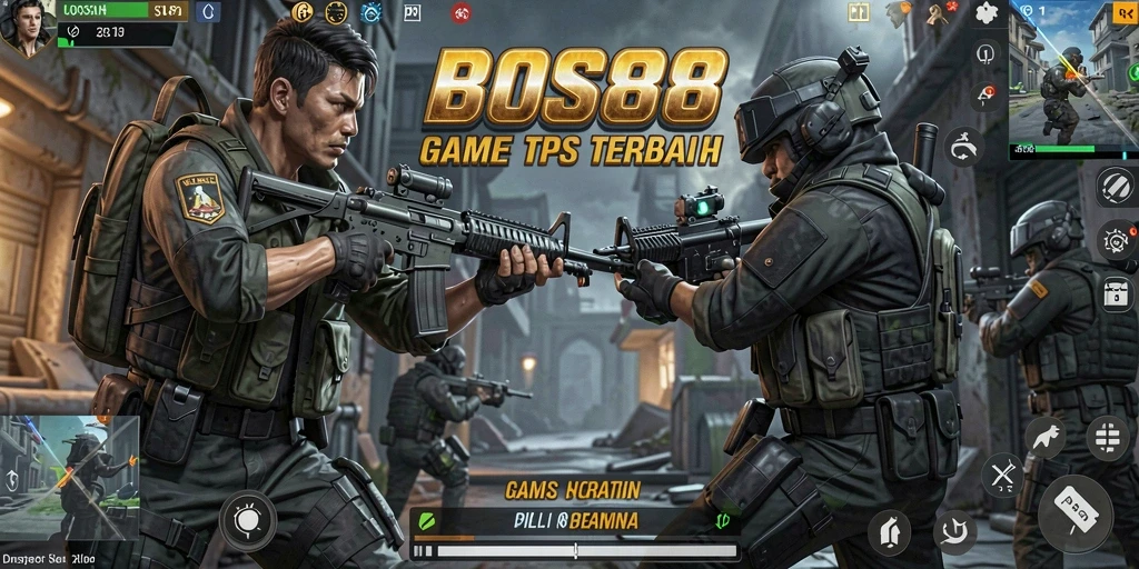 Screenshot BOS88 menampilkan aksi menegangkan dalam pertempuran TPS.