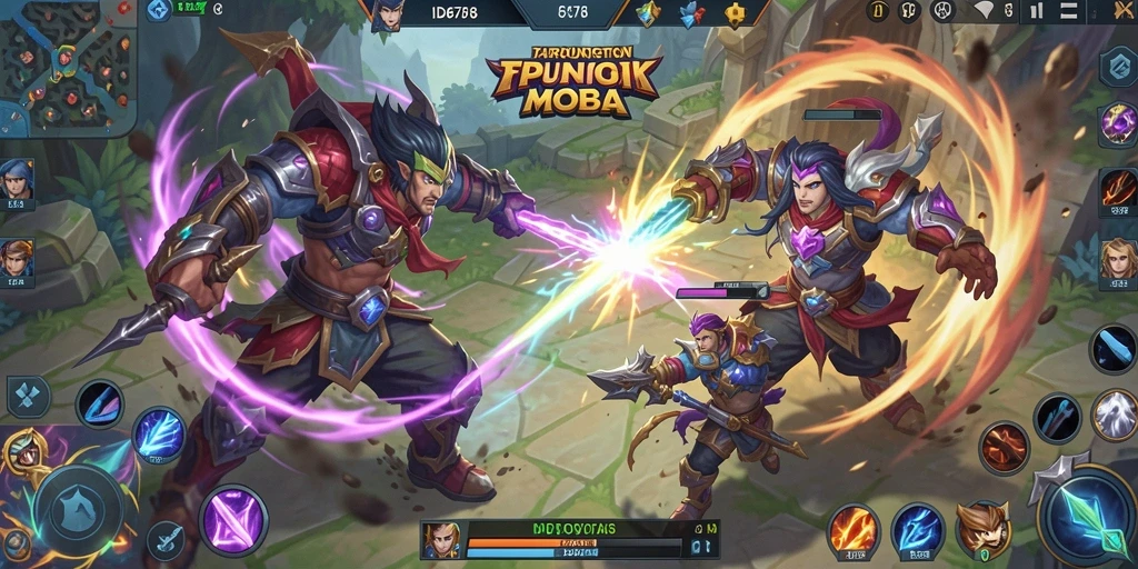 Screenshot gameplay ID678 menampilkan pertarungan strategis yang mendebarkan.