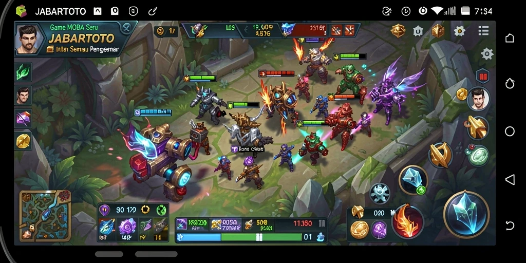 Tangkapan layar menampilkan aksi seru di arena MOBA JABARTOTO.
