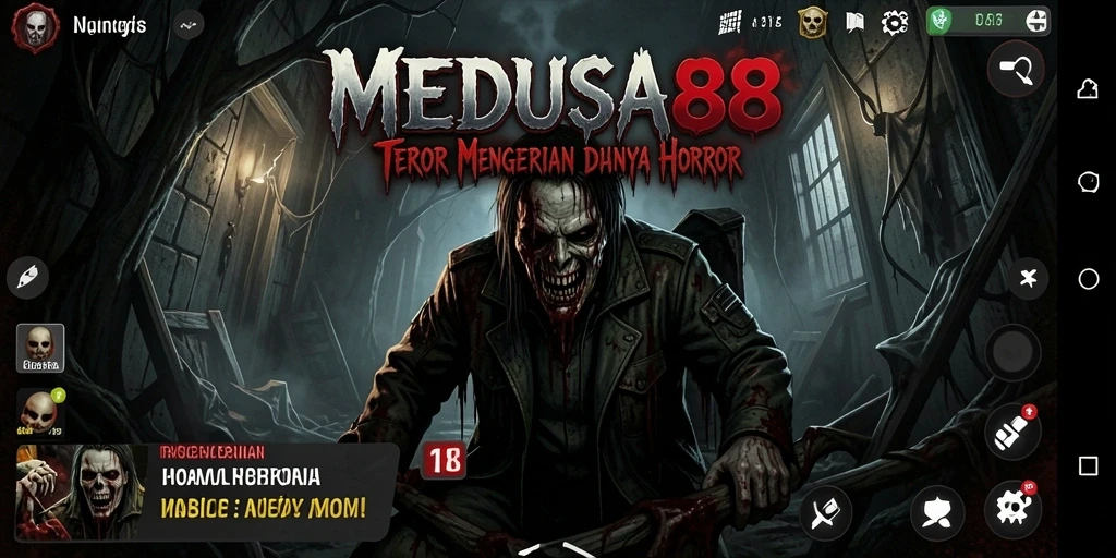 Tangkapan layar utama gaming dengan suasana menegangkan dan makhluk horor.