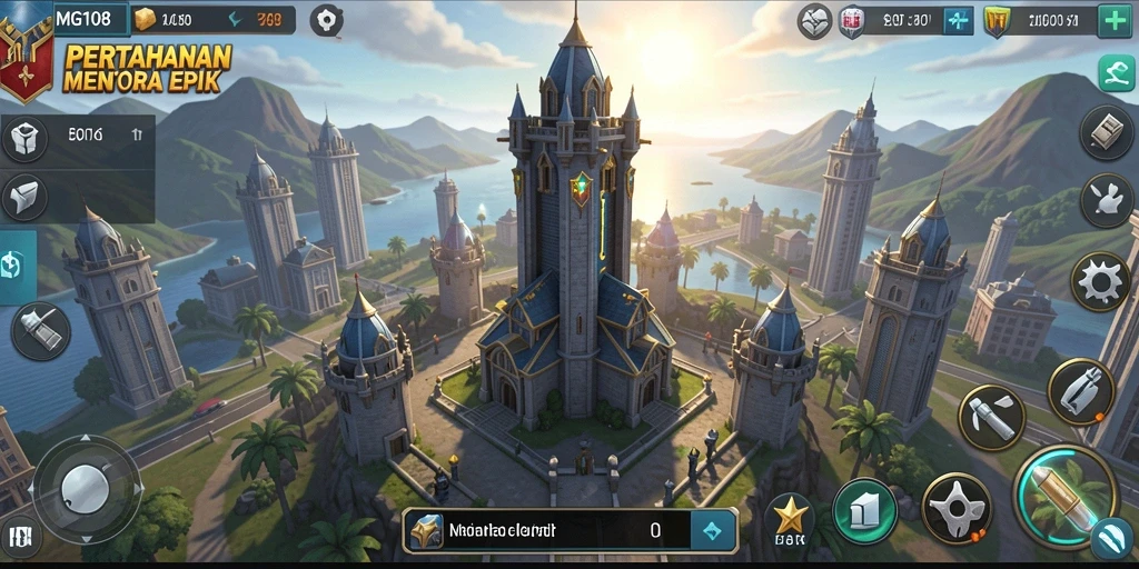 Tampilan gameplay MG108 yang intens dan strategis dalam Tower Defense.