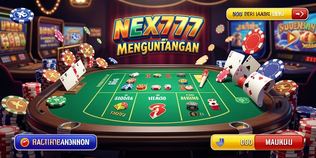Tangkapan layar NEX777 menampilkan gameplay Kasino yang mendebarkan dan penuh warna.