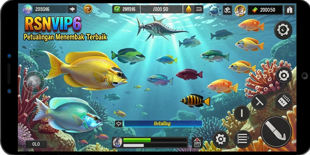 Tampilan screenshot RSNVIP6 dengan gameplay menembak ikan yang seru.