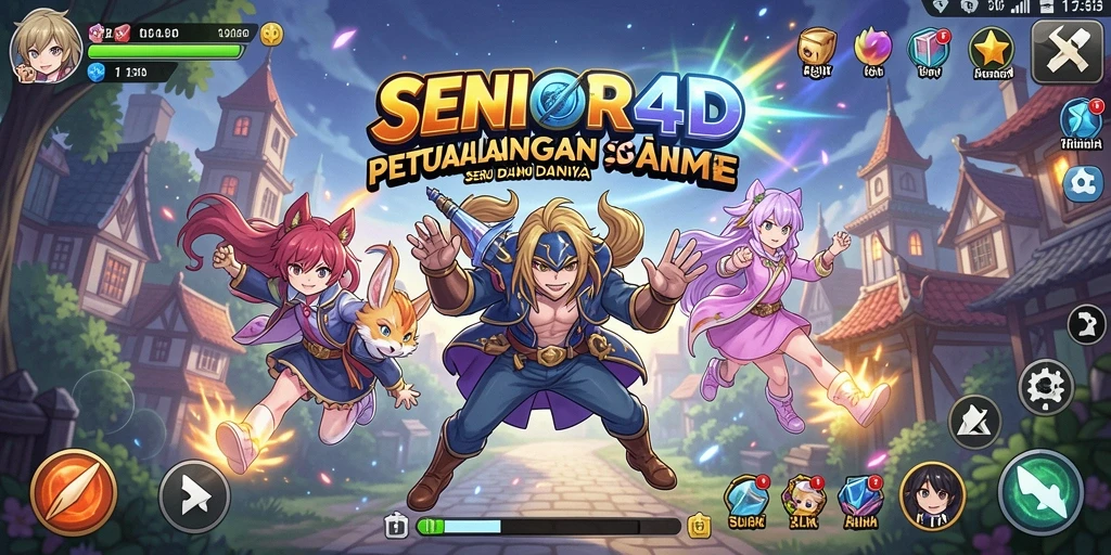 Tampilan gameplay seru SENIOR4D dengan karakter anime ikonik.